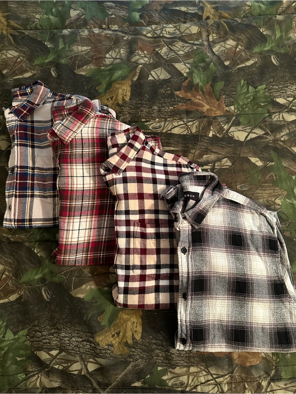 4-pack PacSun Flannel Shirt Bundle - Tan, Brown, Red, Blue Options